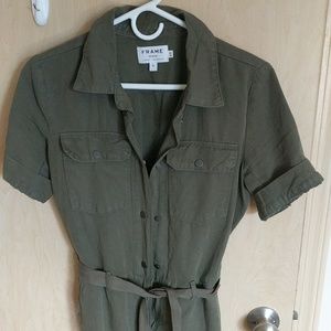 Frame denim army green jumpsuit